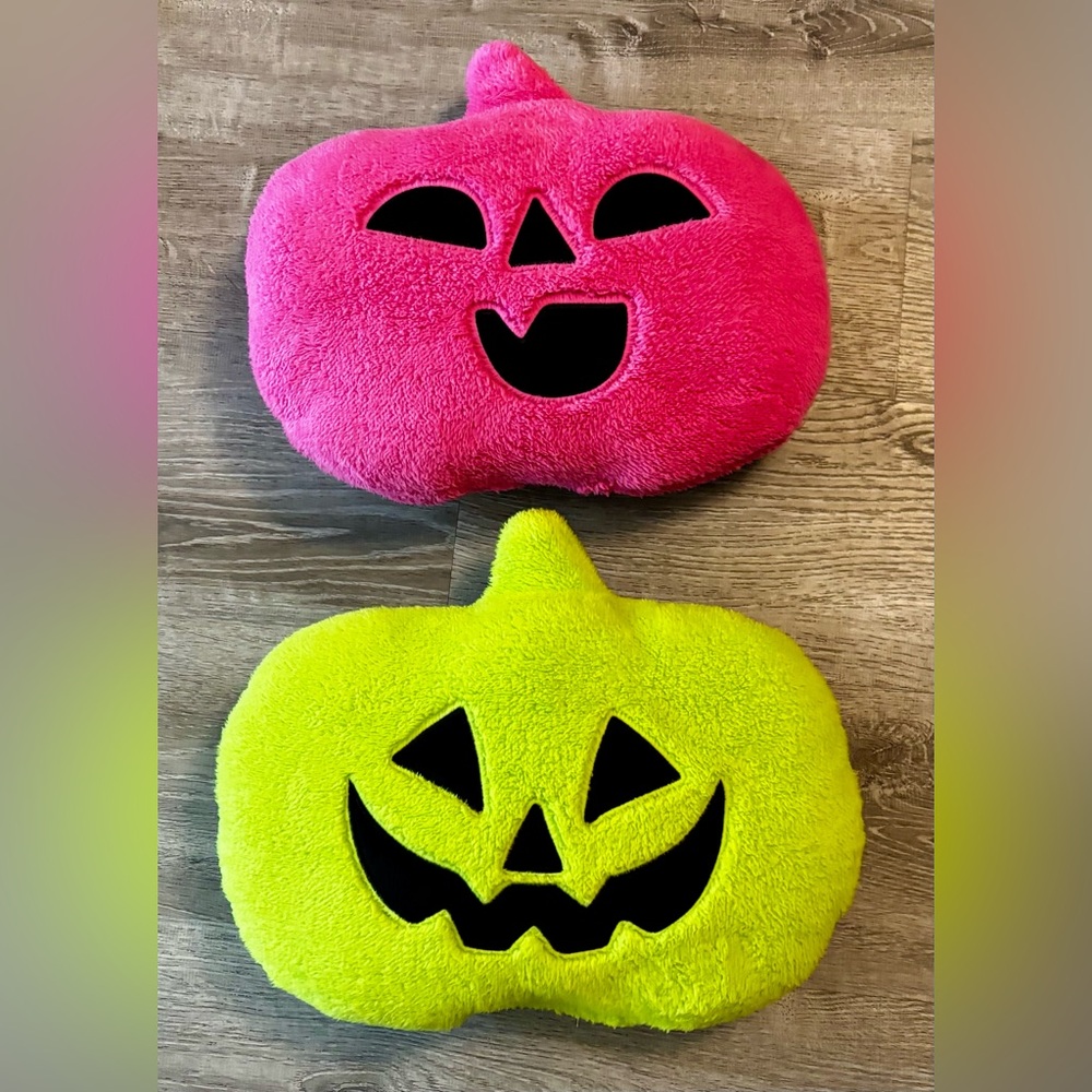 Neon Pink & Green Halloween Pumpkin Pillows